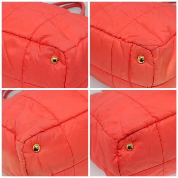 PRADA Hand Bag Nylon 2way Orange Gold Auth 115130 - Picture 16 of 16